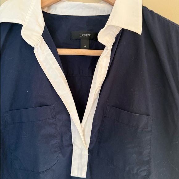 J.Crew Navy Camp Tunic Dress Size 4 | V-Neck Cotton Old Money Preppy Resortwear - Picture 9 of 13